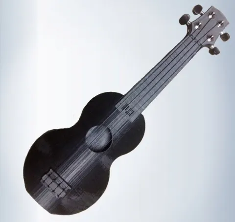 The finished 3D-printed ukulele
