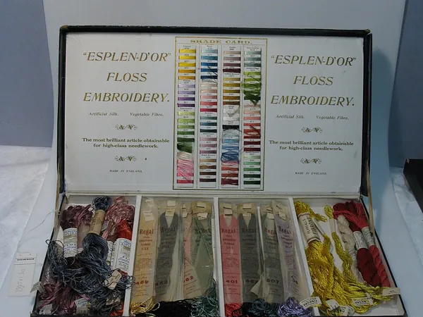 A box of embroidery floss skeins